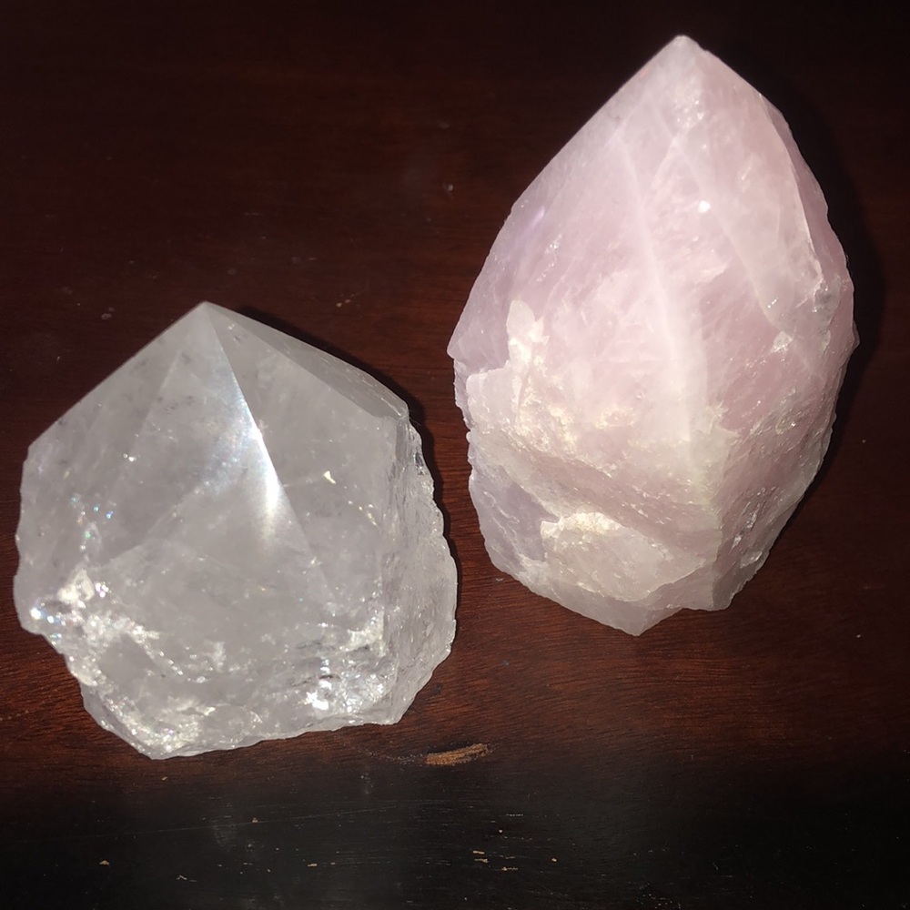 Hippie Naturals 2x3 inch Clear & Rose Quartz Crystal Point